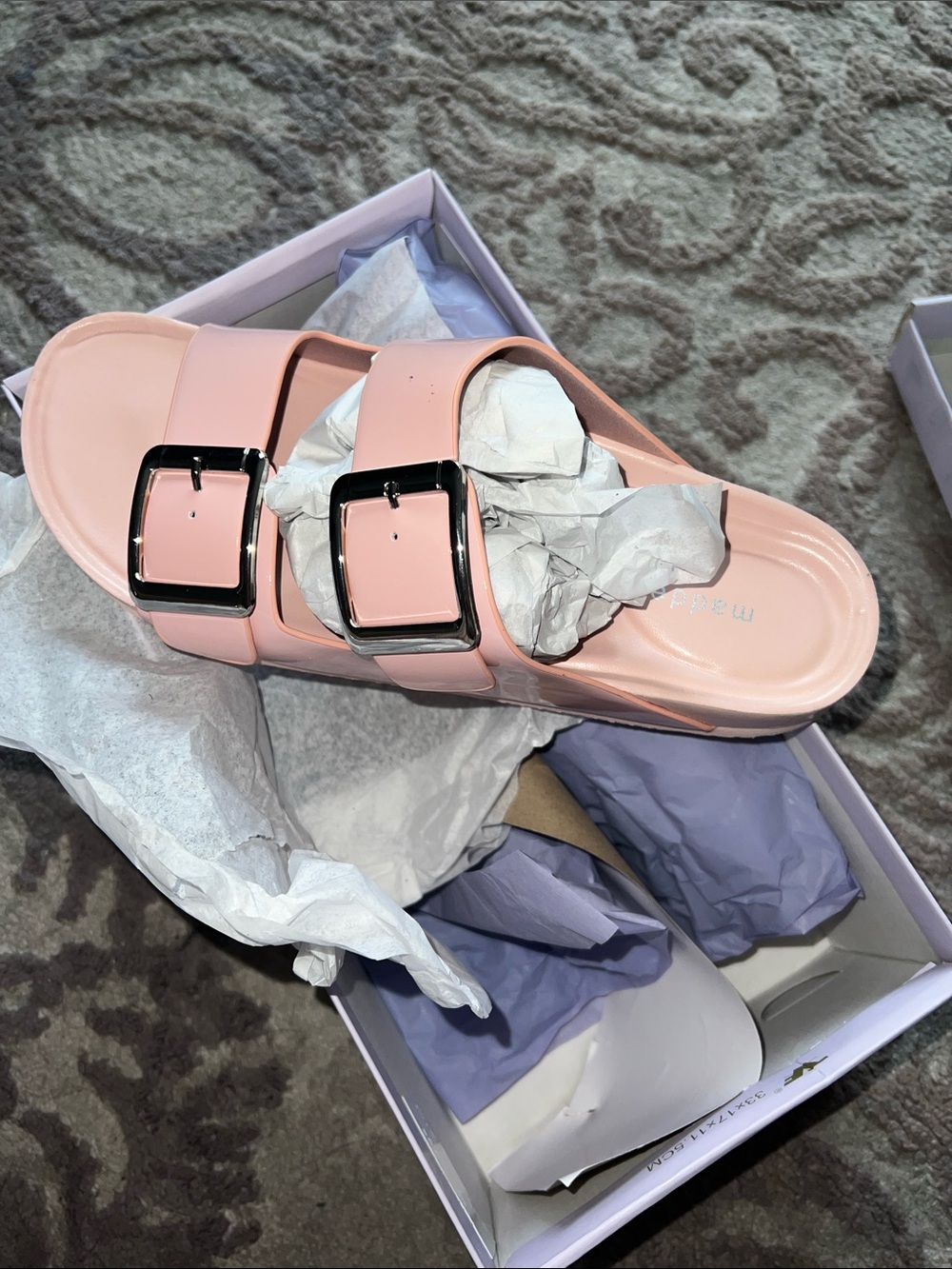 Women's Pink Double-Buckle Slide Sandals